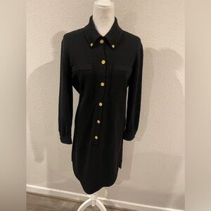 vtg Antonella Preve Santana Knit chunky gold buttons detail shirt dress